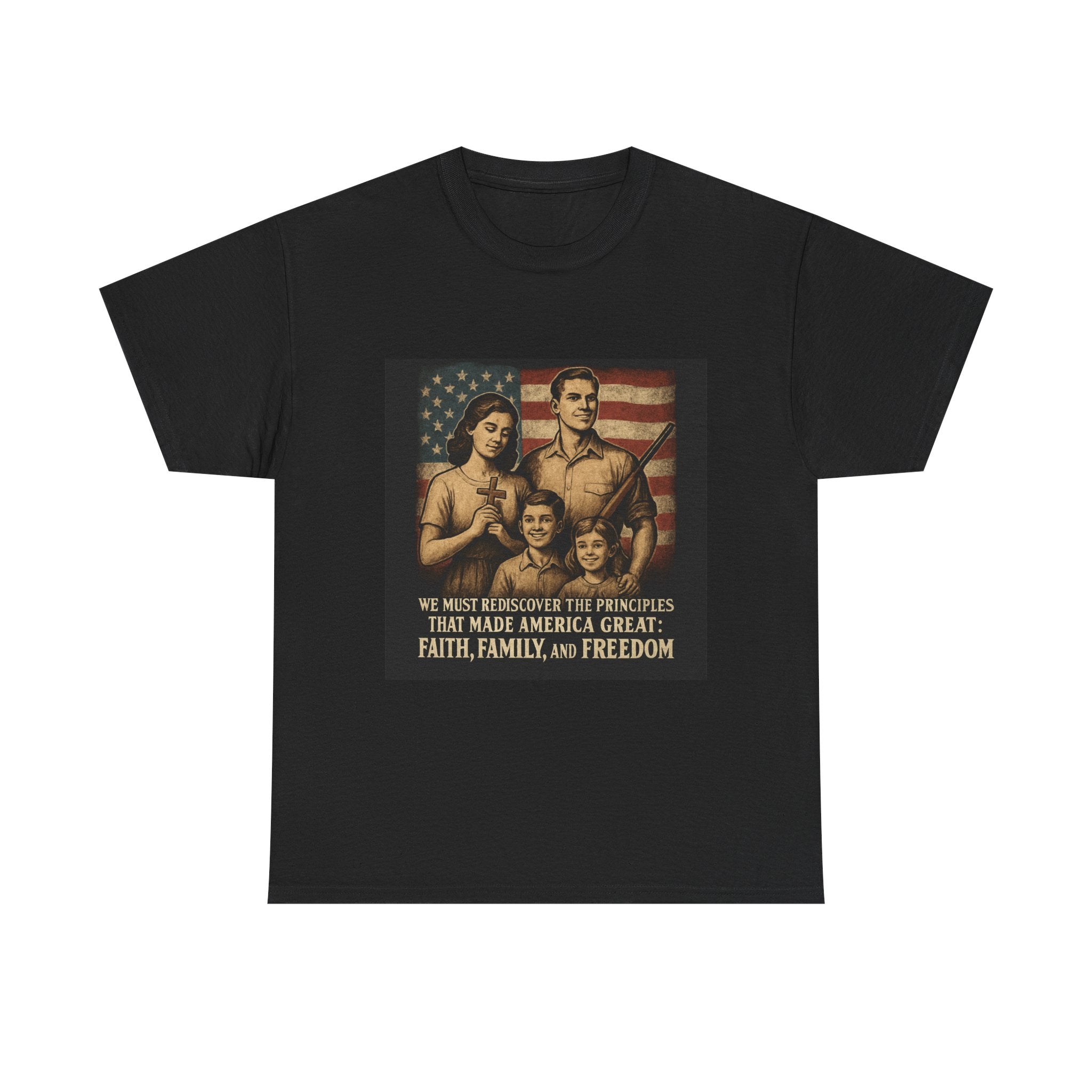 Patriotic Faith & Freedom Tee, Unisex Cotton T-Shirt, Family Pride Tee, USA Spirit Shirt, Gift for Independence Day