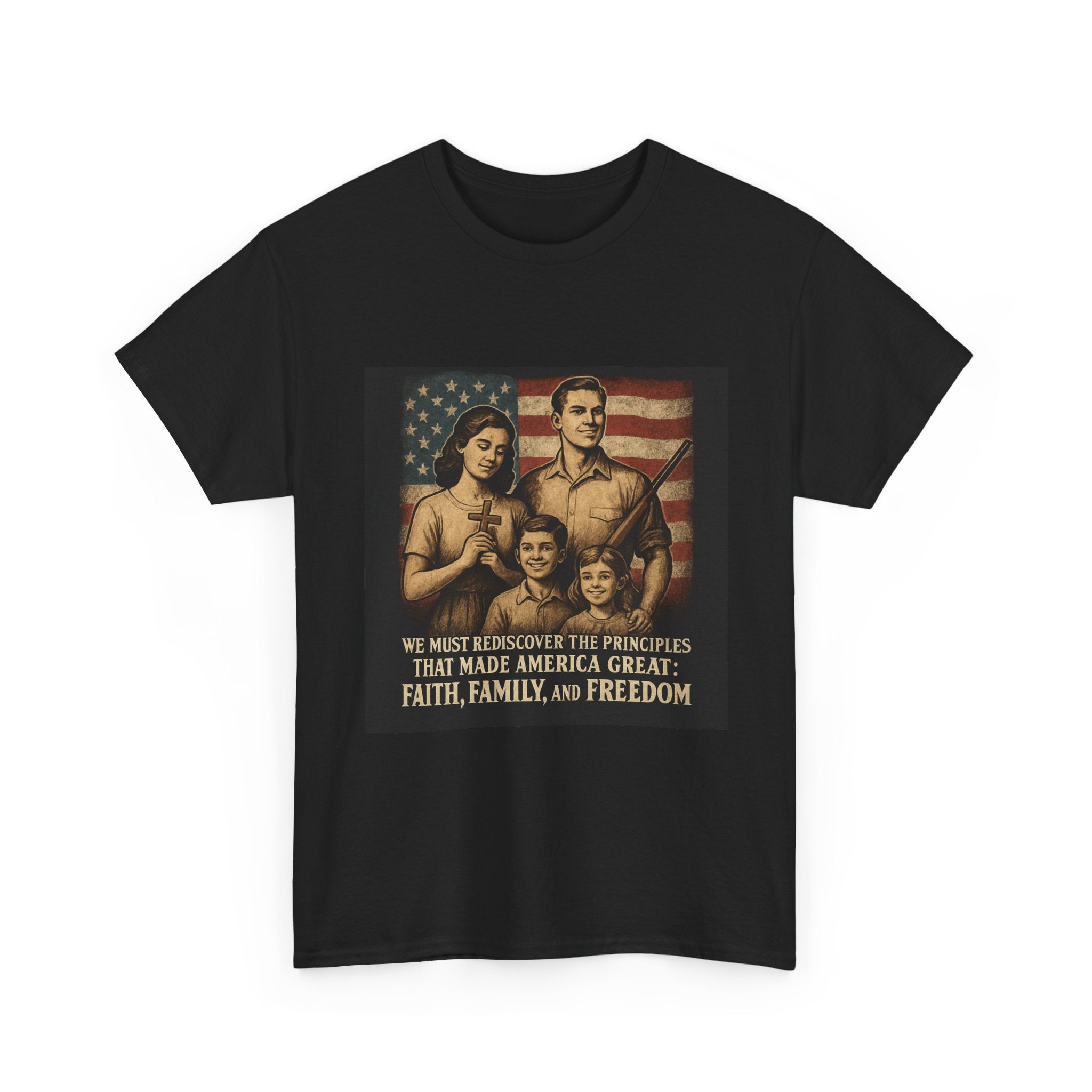 Patriotic Faith & Freedom Tee, Unisex Cotton T-Shirt, Family Pride Tee, USA Spirit Shirt, Gift for Independence Day